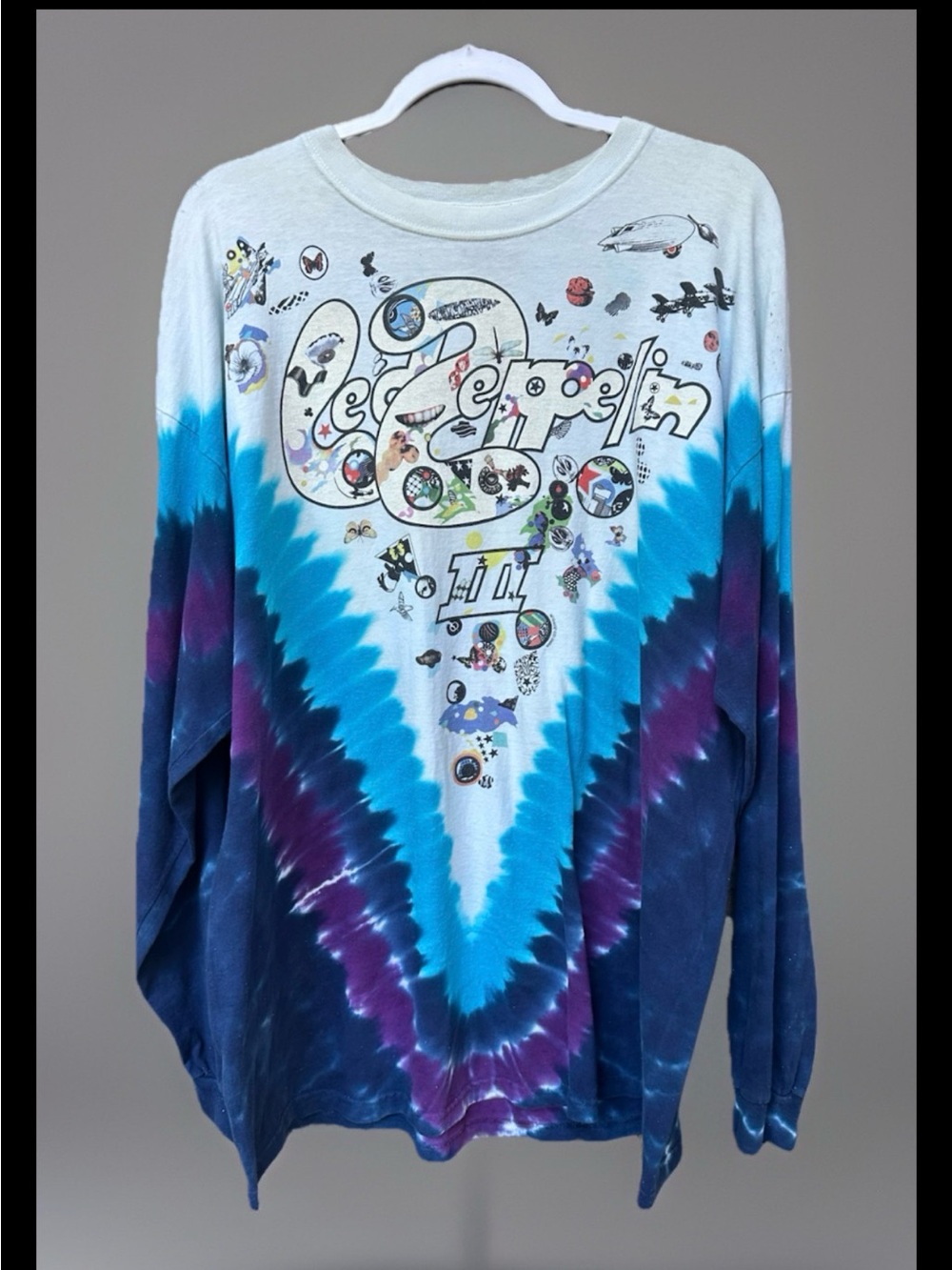 Vtg 2002 Led Zeppelin III Liquid Blue Long sleeve t shirt XL
